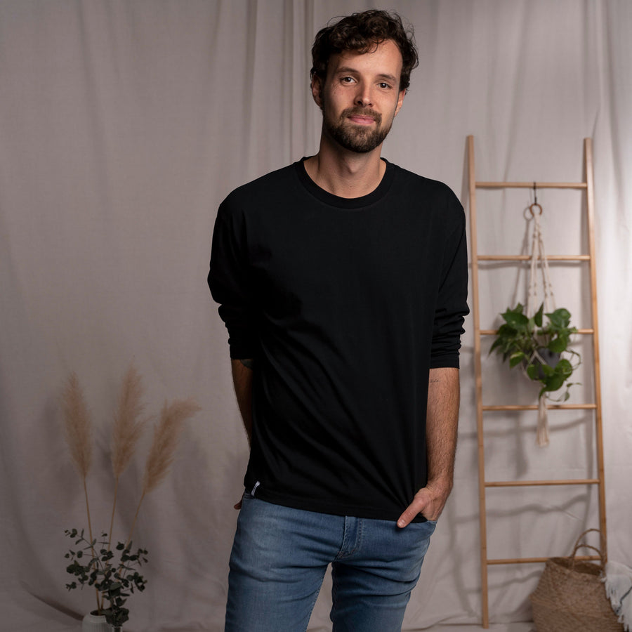 Vrancis - Longsleeve aus Biobaumwolle, Schwarz