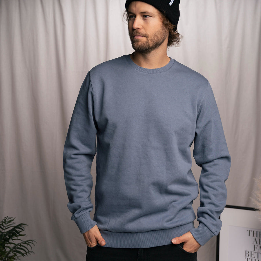 Vritz - Regular Fit Sweater aus Biobaumwolle, Rauchblau