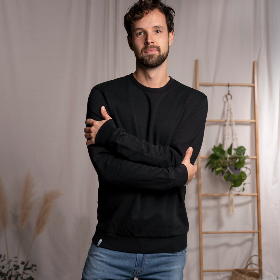 Vritz - Regular Fit Sweater aus Biobaumwolle, Schwarz