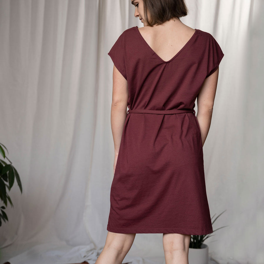 Vernanda - Jersey Kleid aus Biobaumwoll-Mix, Bordeaux