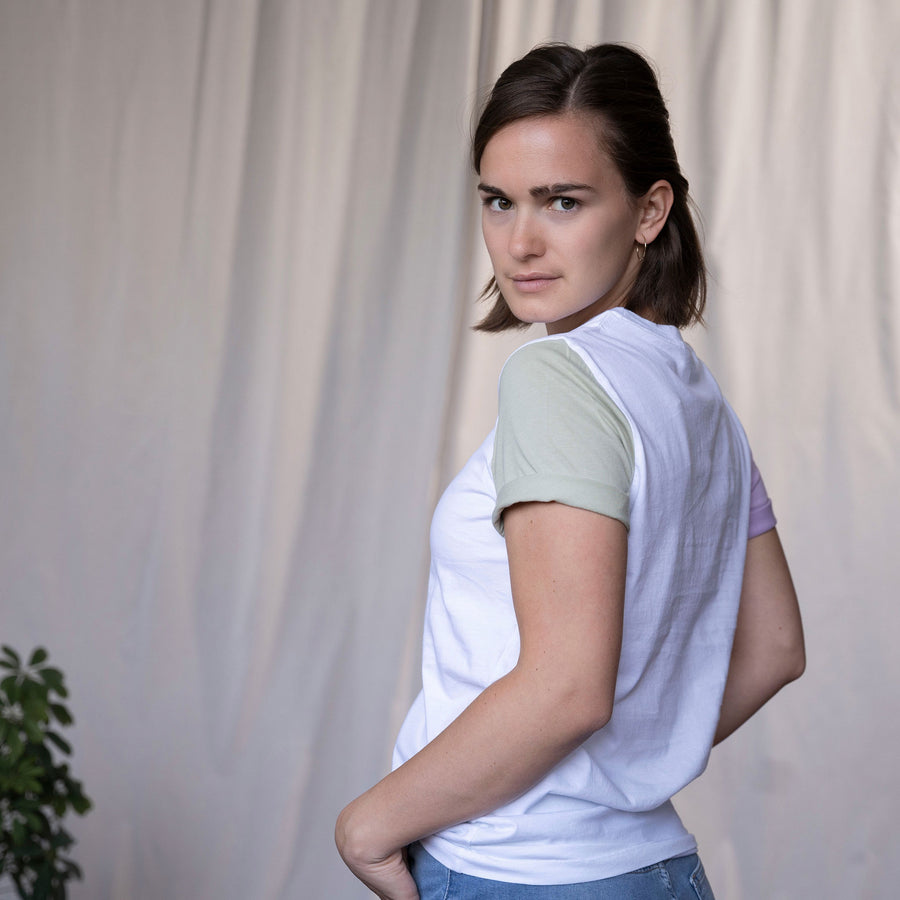 Vanta - T-Shirt aus Biobaumwolle, Weiß-Lila-Grün