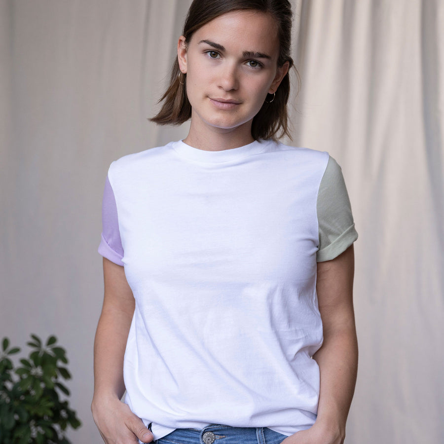 Vanta - T-Shirt aus Biobaumwolle, Weiß-Lila-Grün